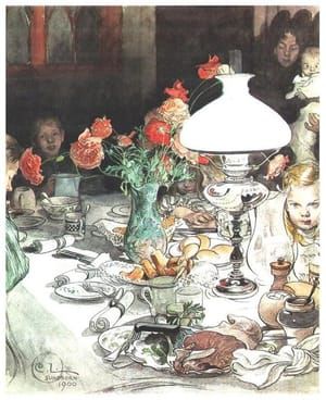 Artwork Title: Around the Lamp at Evening