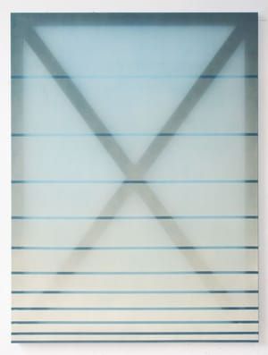 Artwork Title: X (cream and blue)