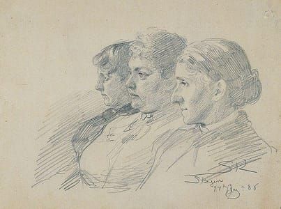 Artwork Title: Vilhelmine Bramsen, Beatrice Diderichsen and Marianne Stokes