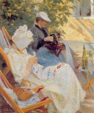 Artwork Title: Marie and Her Mother in the Garden,