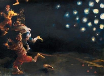 Artwork Title: Men Frightened by Lights