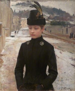 Artwork Title: Young Woman from Nancy in a Snowy Landscape