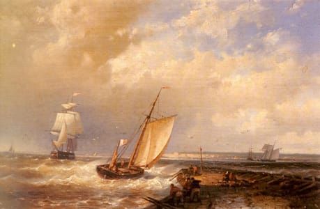 Artwork Title: A Dutch Pink Heading Out To Sea With Shipping Beyond