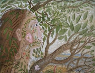 Artwork Title: Woman, Tree and Wild Roses
