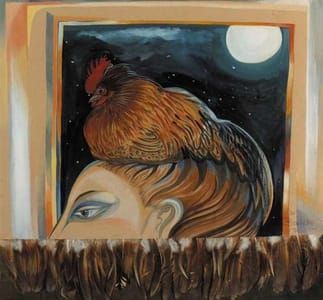 Artwork Title: Woman with Bantam on Head
