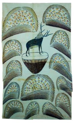 Artwork Title: Untitled (Stag on Mound with Fireworks), c.-53