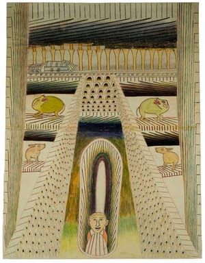 Artwork Title: Untitled (Courtyard with Man and Animals), c.-55