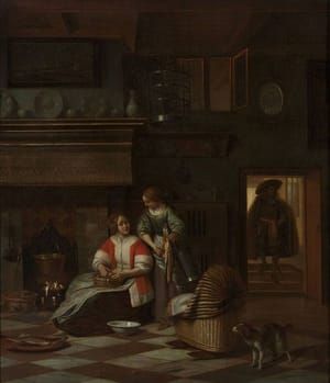 Artwork Title: A Woman and a Maid in an Interior c