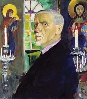 Artwork Title: Self Portrait with Icons in Background