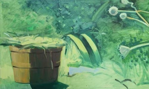 Artwork Title: Bushel Basket and Iris Leaves
