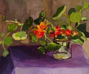 Artwork Title: Nasturtiums in glass jar