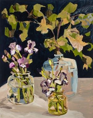 Artwork Title: Bearded Iris and Tulip Tree