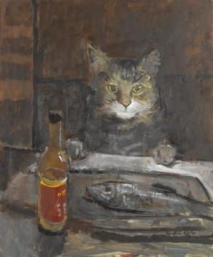 Artwork Title: Cat at a Table