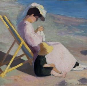 Artwork Title: Figures on a beach, Jeanne et Claude  Manguin