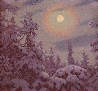 Artwork Title: Snow-covered Trees in Moonlight