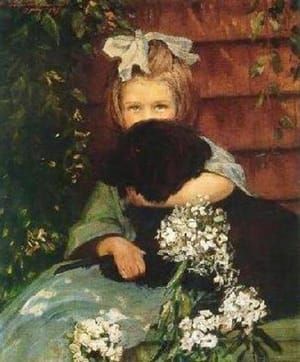 Artwork Title: Girl In Blue With Her Dog