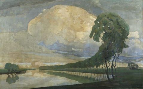 Artwork Title: Trees Along a Waterway