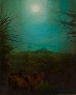 Artwork Title: Lamas Night, Oil on Board