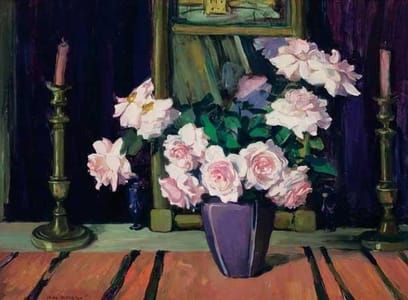 Artwork Title: Still Life with Roses & Candlesticks