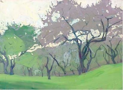 Artwork Title: A Grove of Trees on a Verdant Lawn