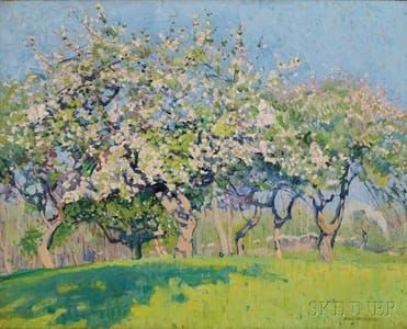 Artwork Title: Flowering Trees in Bright Sunshine