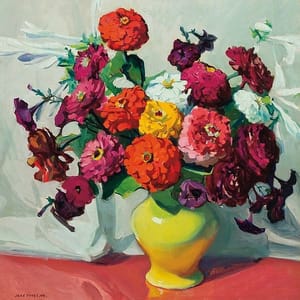Artwork Title: Zinnias in a Vase