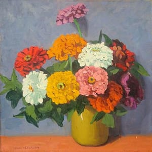 Artwork Title: Zinnias