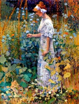 Artwork Title: Hollyhocks