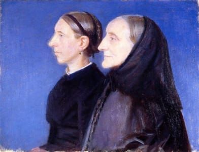 Artwork Title: Portrait of Ane Hedvig Brøndum and Her Daughter Hulda