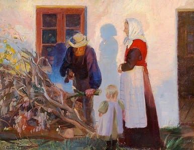 Artwork Title: A Family from Skagen Cutting Boughs in the Low Evening Sun