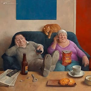 Artwork Title: Familie aan de lijn