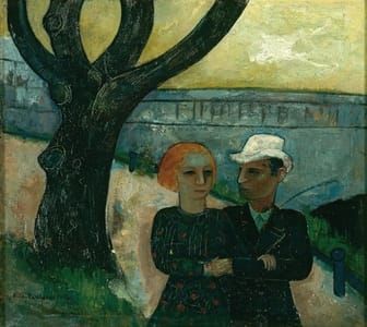 Artwork Title: Couple on the River-Bank (Self-Portrait with Felka Platek)