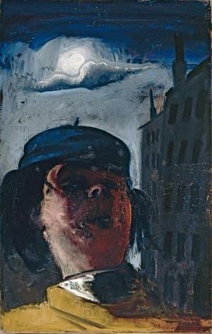 Artwork Title: Self Portrait in front of Houses