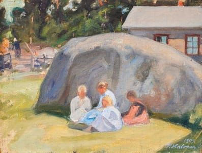 Artwork Title: Pihalla Leikkiviä Lapsia