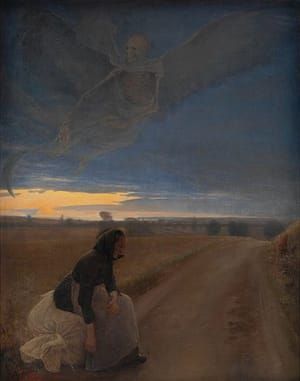 Artwork Title: Aften. Den gamle kone og døden (Evening. Death and the Old Woman)
