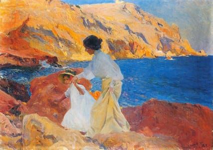 Artwork Title: Clotilde and Elena on the Rocks at Javea
