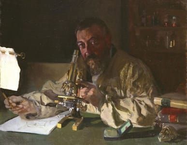Artwork Title: Portrait of Dr Simarro at the microscope