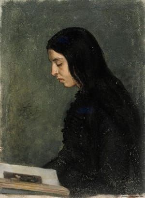 Artwork Title: Lukeva mustahiuksinen nainen (Black-haired Girl Reading)