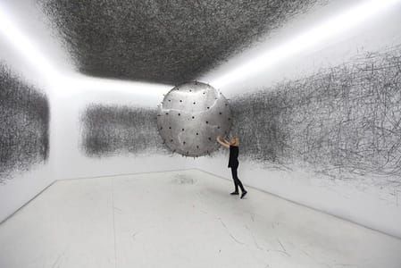 Artwork Title: ADA, an analog interactive installation, post-digital art-making machine, and kinetic sculpture