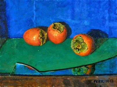 Artwork Title: Three Persimmons and Broken Glass