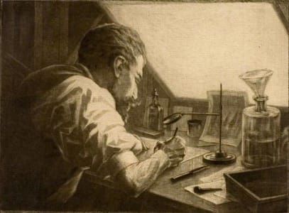 Artwork Title: Self Portrait Preparing an Etching