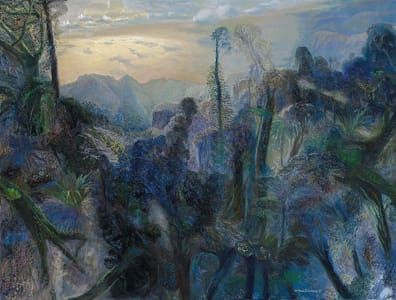Artwork Title: The Sea with Morning Sun from Springbrook (study)