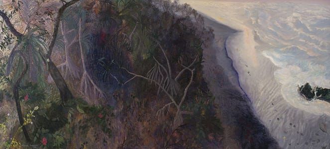 Artwork Title: Evening Landscape with Pandanus