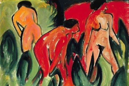 Artwork Title: Akte im Freien (Drei badende Frauen)
