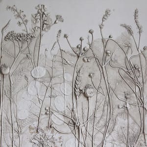 Artwork Title: Honesty, sweet pea, heuchera, Japanese anemone, achillea, nasturtiums Honesty, sweet pea, heuchera, 