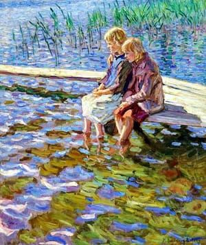 Artwork Title: Two Girls on a Footbridge