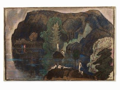 Artwork Title: Bathers at a Lake