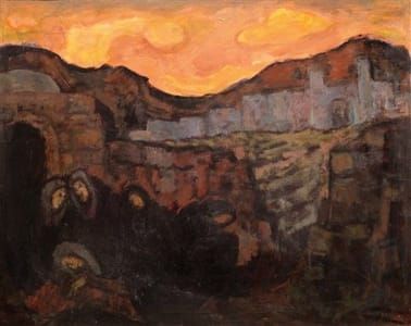 Artwork Title: Arab Women in front of the Walls of Jerusalem