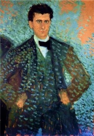 Artwork Title: Self Portrait with Blue Spotted Background