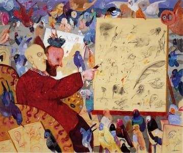 Artwork Title: Un pittore di uccelli e il suo ka (A Bird Painter and his Ka)